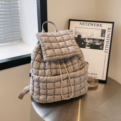 Image of Candy Color Quilted Women Backpack Puffy Down Padded School Bag Large Cotton Travel Back Pack Bags For Women Plaids Shoulder Bag 982115756 from Edmene LLC