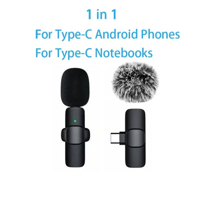 Mini Wireless Lavalier Microphone Windproof Wool Replaceable Lavalier Microphone for iPhone YouTube Vlog Audio Recording