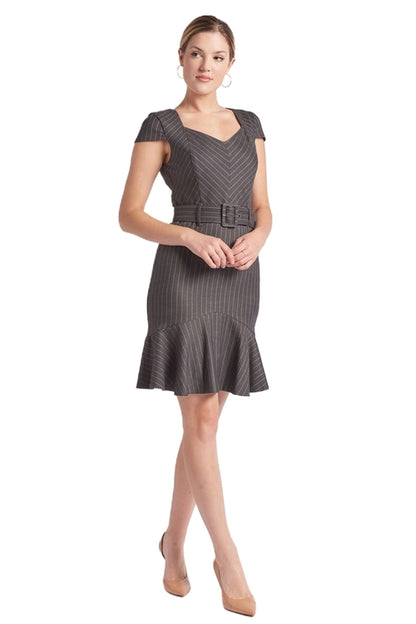 Image of Chelsea Pinstripe Cap Sleeve Dress 1109450614 from Edmene LLC