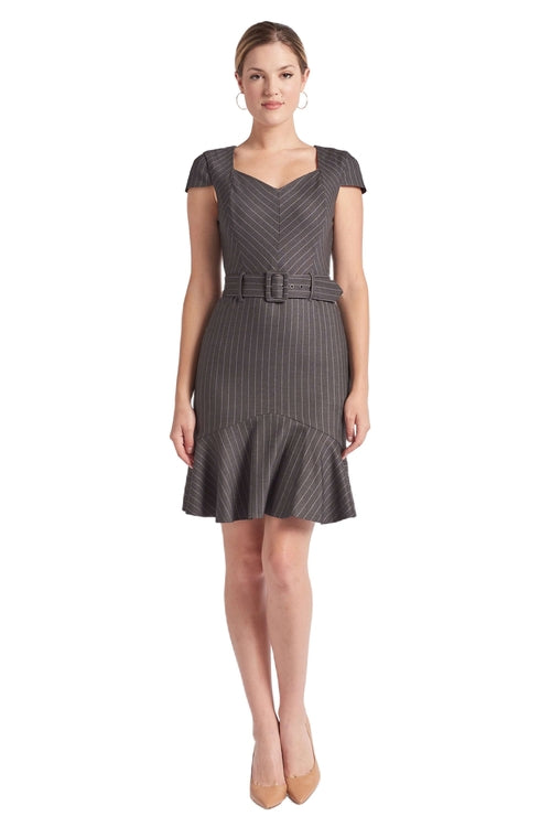 Image of Chelsea Pinstripe Cap Sleeve Dress 1109450614 from Edmene LLC