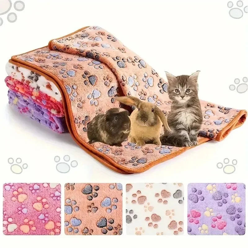 Image of Pet Blanket Flannel Cute Dog Paw Print Pattern Warm And Comfortable Soft Cozy Blanket Mat For Dogs Cats Puppies Kittens Home Use from Edmene LLC