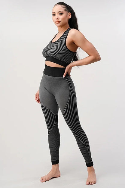 Image of 2 Piece Outfits For Womens Seamless Ribbed Yoga Outfits Sports Bra 609858410 from Edmene LLC