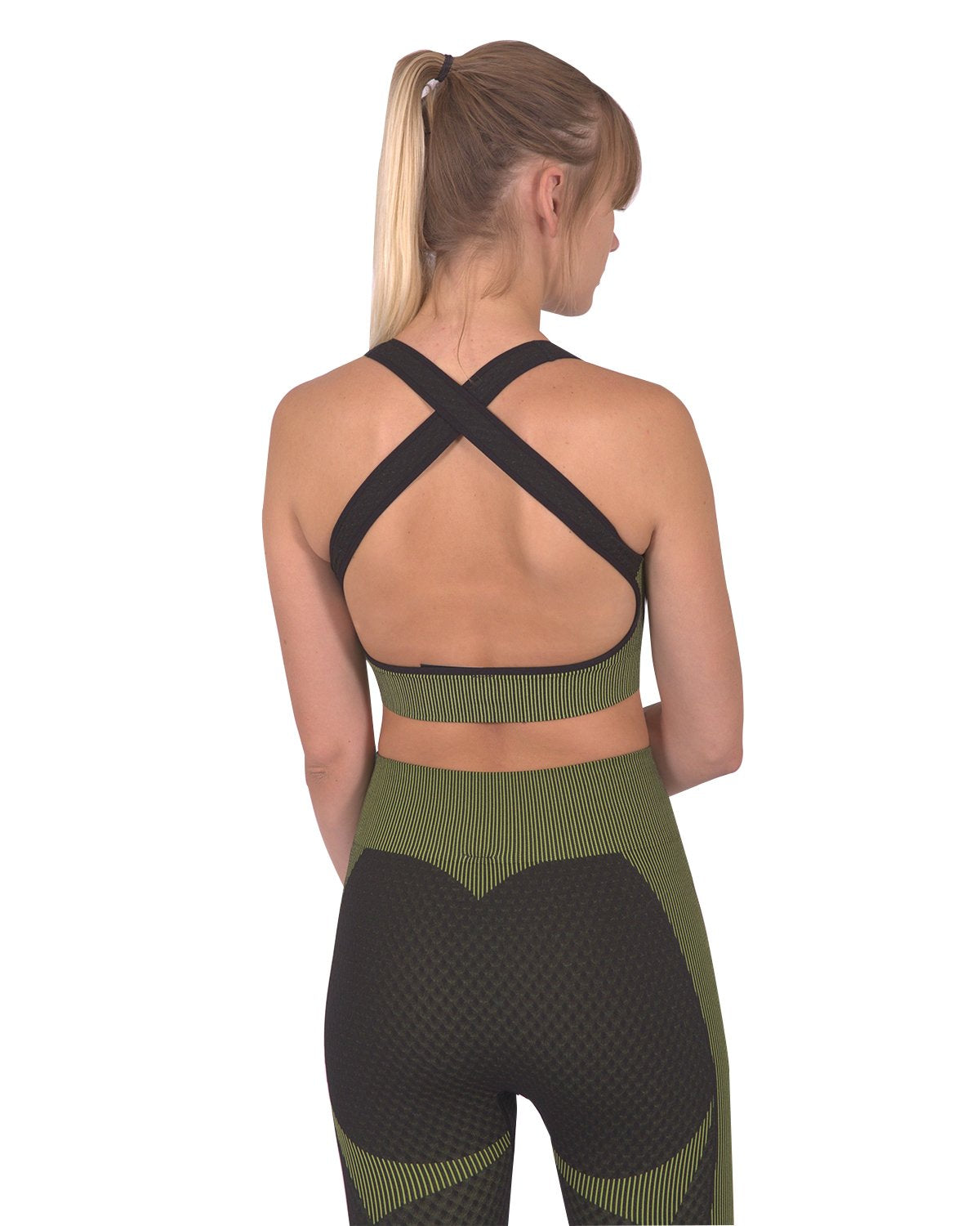 Image of Trois Seamless Sports Bra Black With Green 1359337454 from Edmene LLC