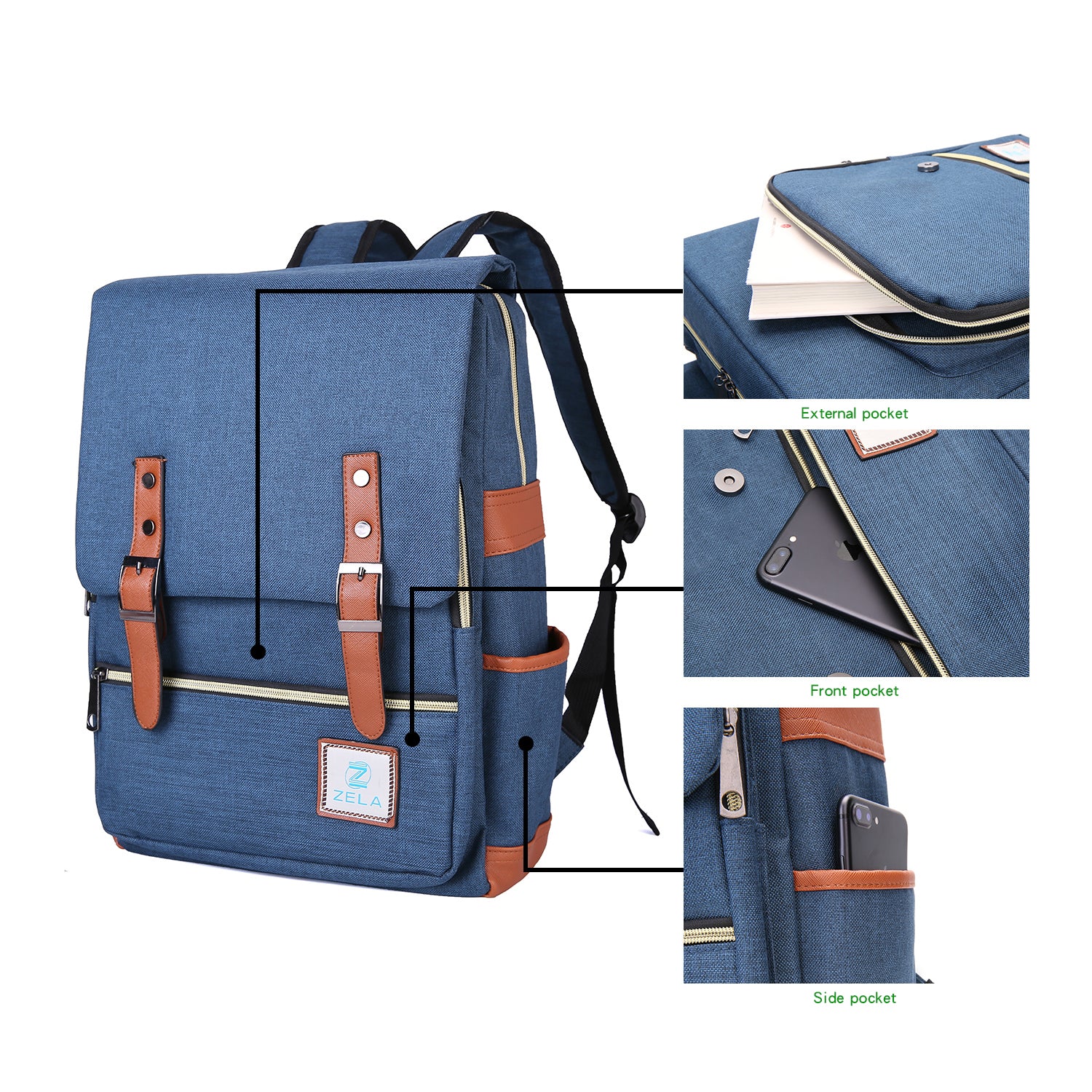 Image of Slim Backpack College School Business Fits 15 Inch Laptop Dark Blue 1073528485 from Edmene LLC