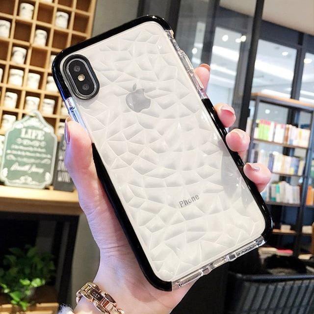 3D Diamond Texture Clear Phone Case