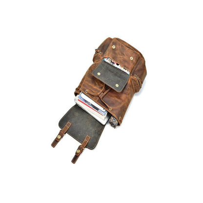 Image of Buffalo Leather Backpack Handmade Unisex Backpack Travel Outdoor Bag 1258027922 from Edmene LLC