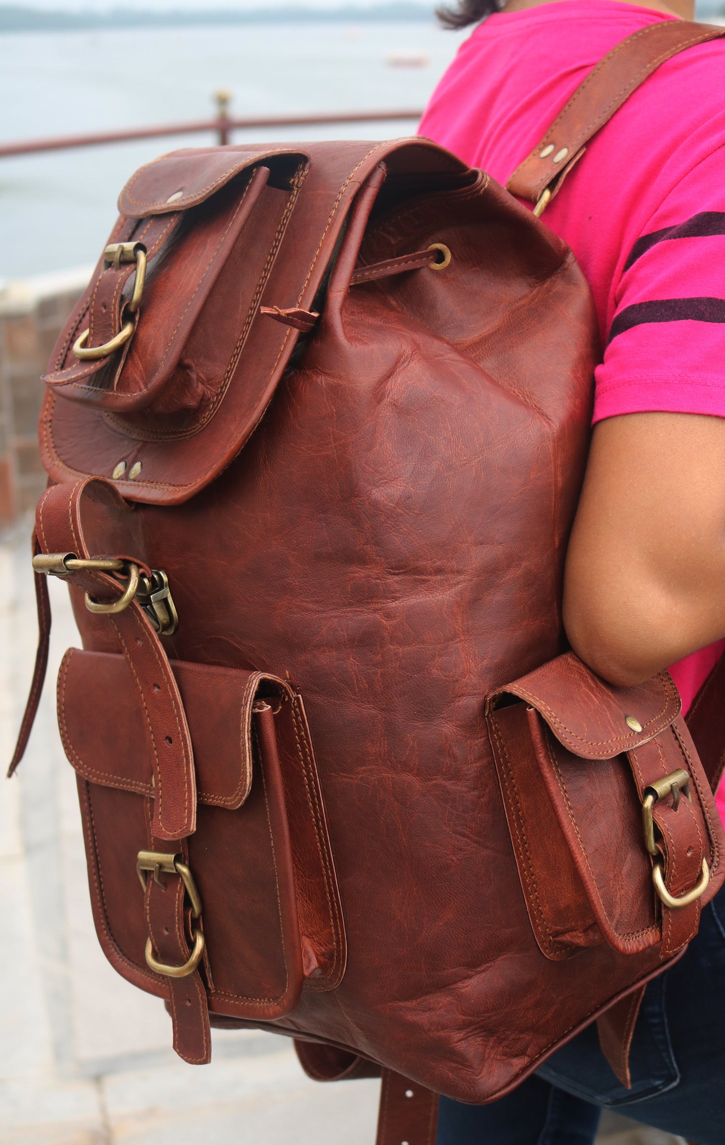 Image of Anuent Handmade Leather Travel Rucksack Backpack 103121104 from Edmene LLC