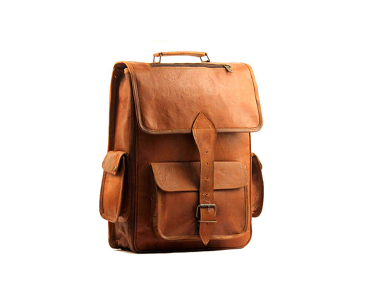 Image of Vintage Leather Laptop Backpack Shoulder Bag Rucksack Bag. from Edmene LLC