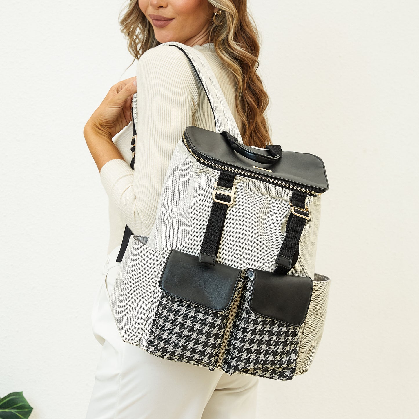 Image of Houndstooth Diaper Backpack from Edmene LLC