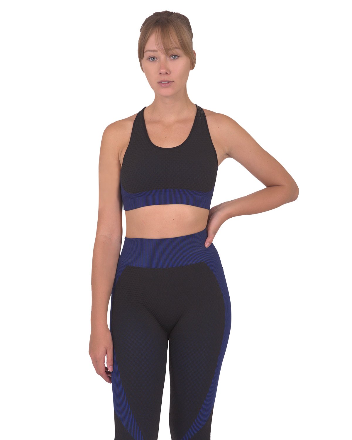 Image of Trois Seamless Sports Bra Black With Navy 1732110257 from Edmene LLC