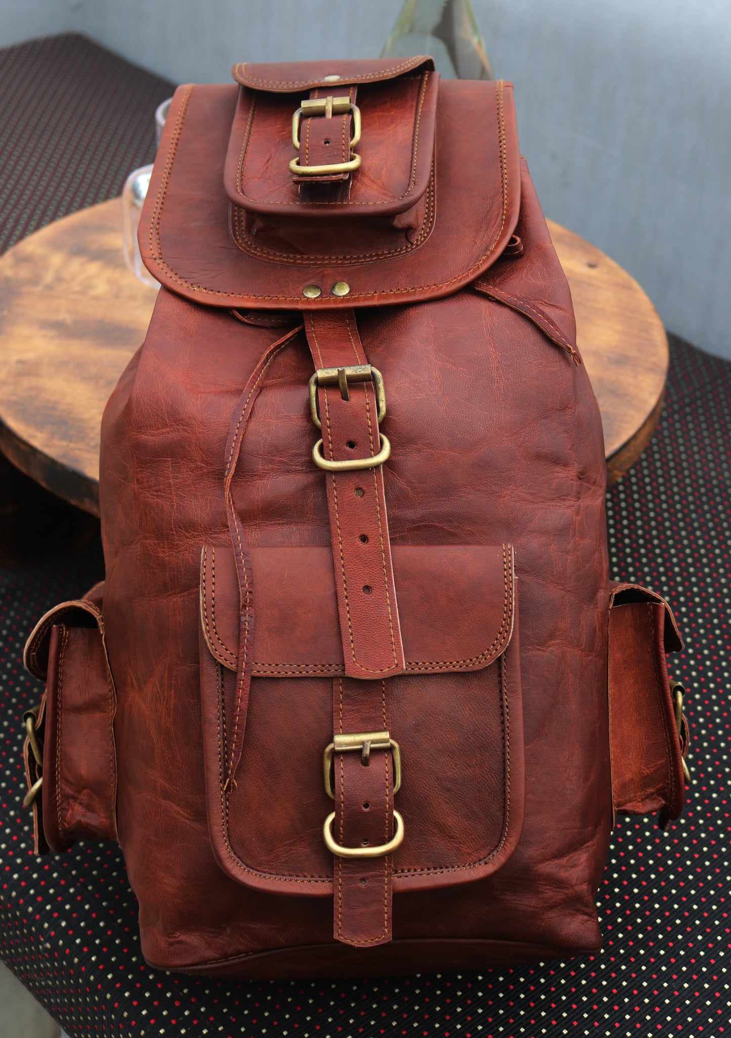 Image of Anuent Handmade Leather Travel Rucksack Backpack 103121104 from Edmene LLC