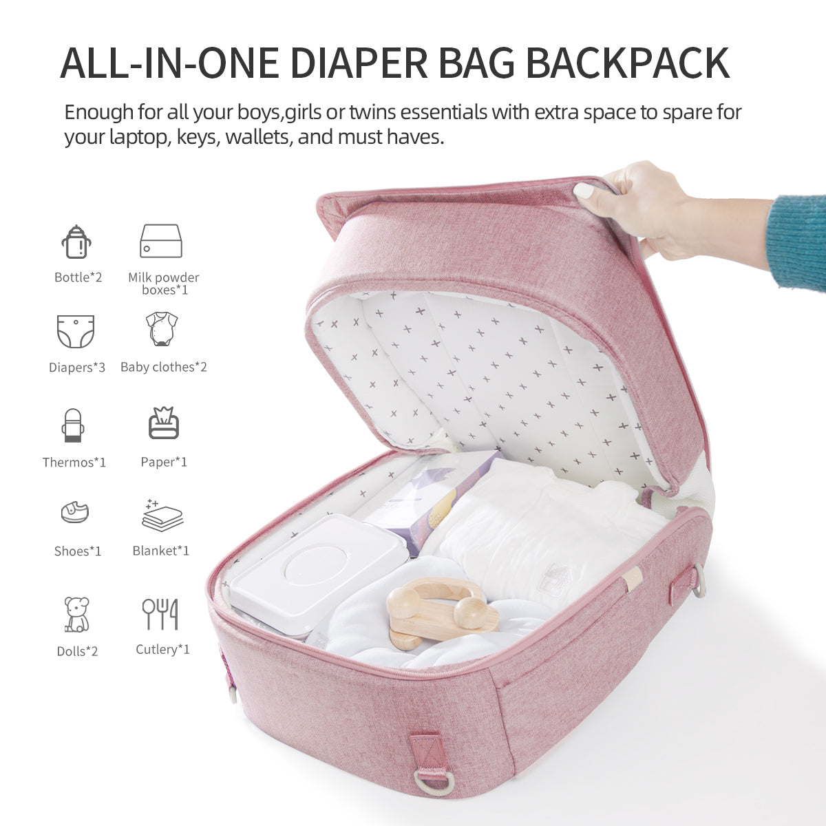 Image of Portable Baby Diaper Bag Backpack With Changing Pad 564002073 from Edmene LLC