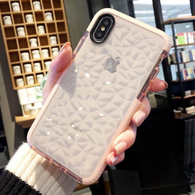 3D Diamond Texture Clear Phone Case