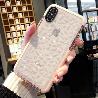 3D Diamond Texture Clear Phone Case