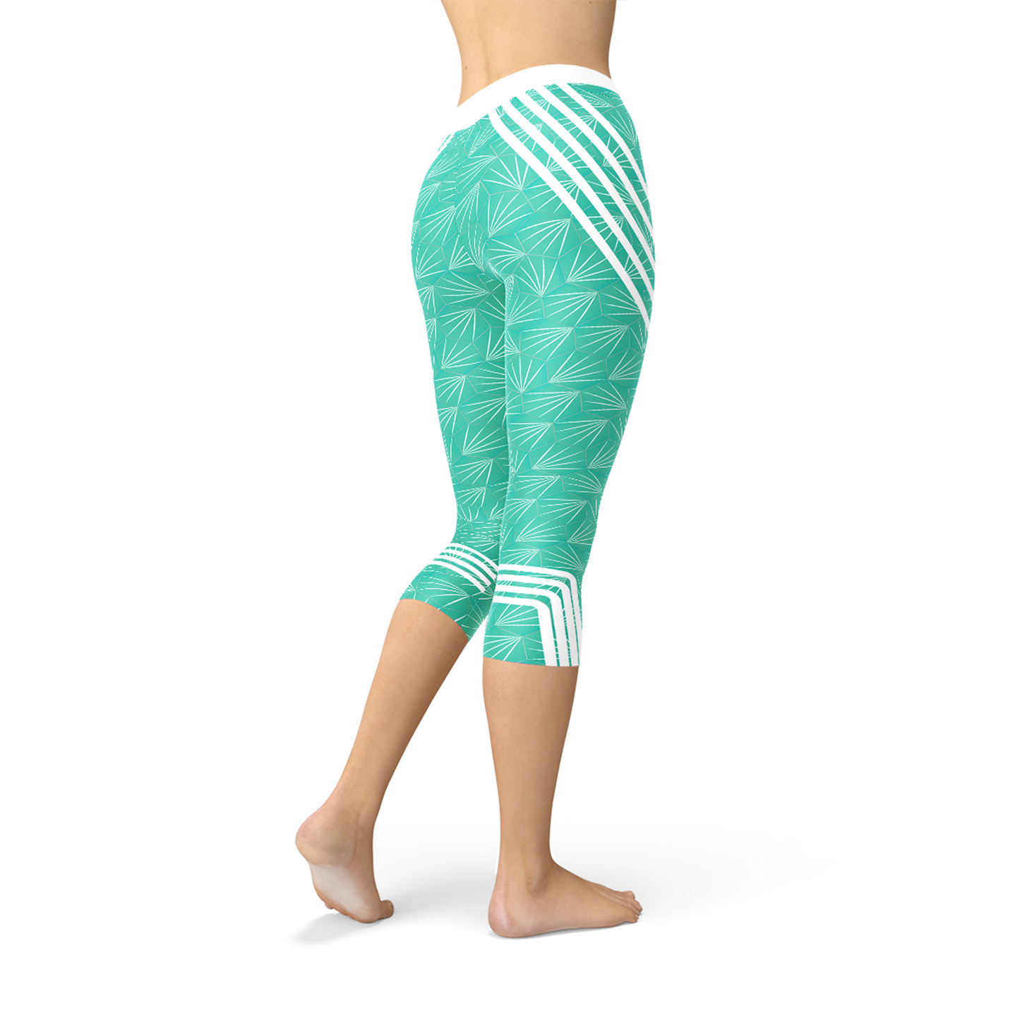 Image of Turquoise Sports Capri Leggings 355121339 from Edmene LLC