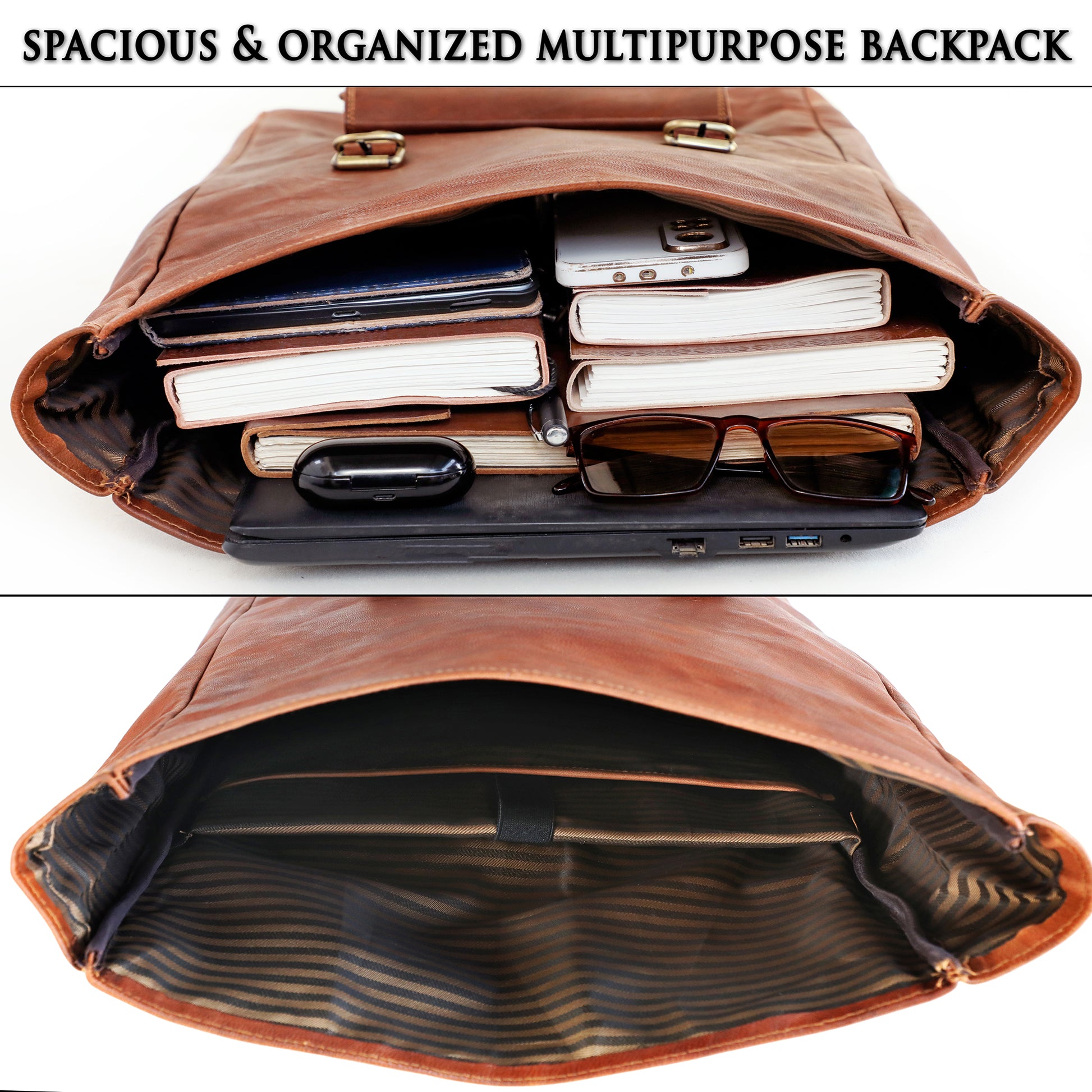 Image of Combo Of 2 Leather Travel Backpack Crossbody Laptop Bag 1154986694 from Edmene LLC