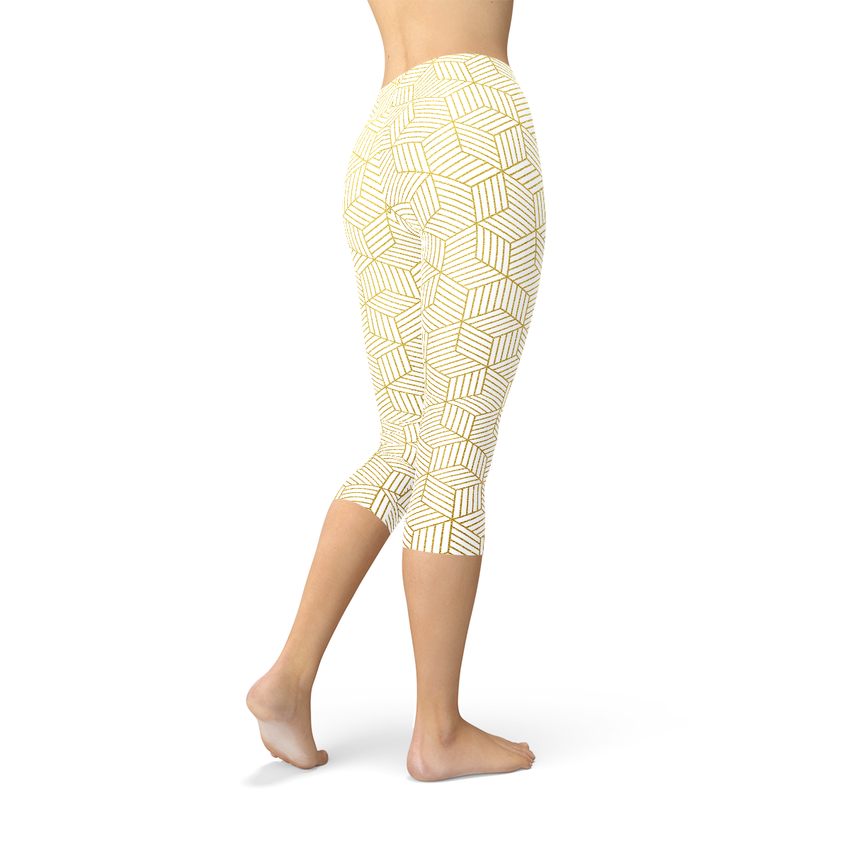 Image of Womens White Capri Leggings W Geometric Cubes 1731601904 from Edmene LLC