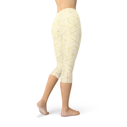 Image of Womens White Capri Leggings W Geometric Cubes 1731601904 from Edmene LLC