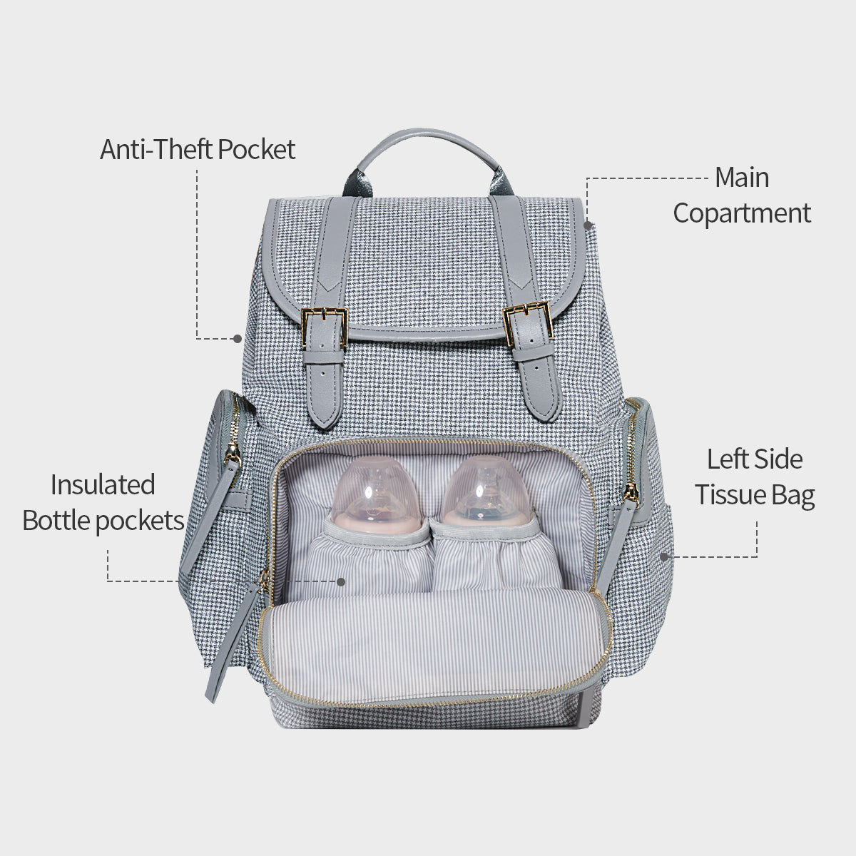 Image of Fashion Tweed Baby Diaper Bag Backpack 1274980428 from Edmene LLC