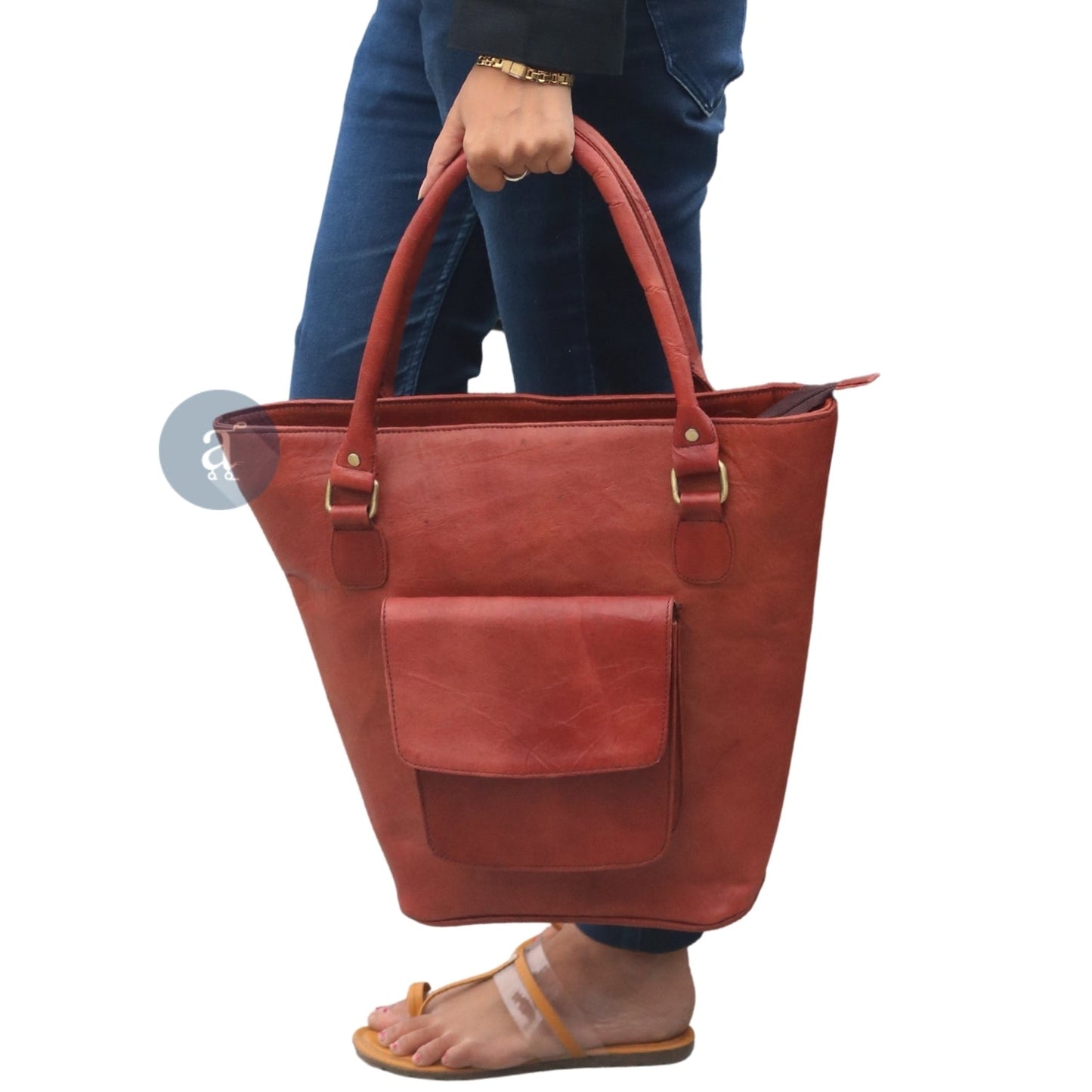 Handmade Small Leather Tote Bag For Ladies .