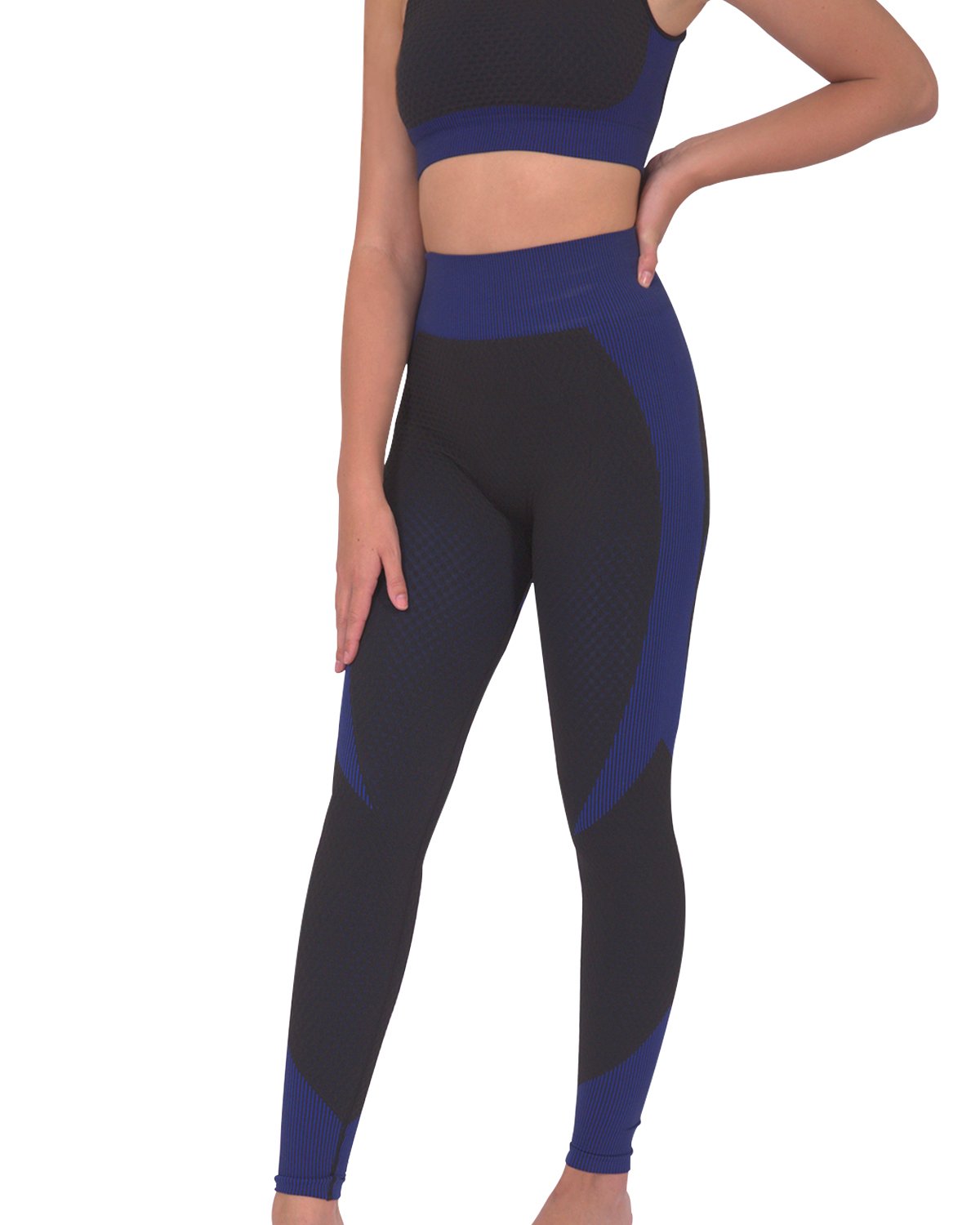 Image of Trois Seamless Legging Black With Navy 1416130502 from Edmene LLC