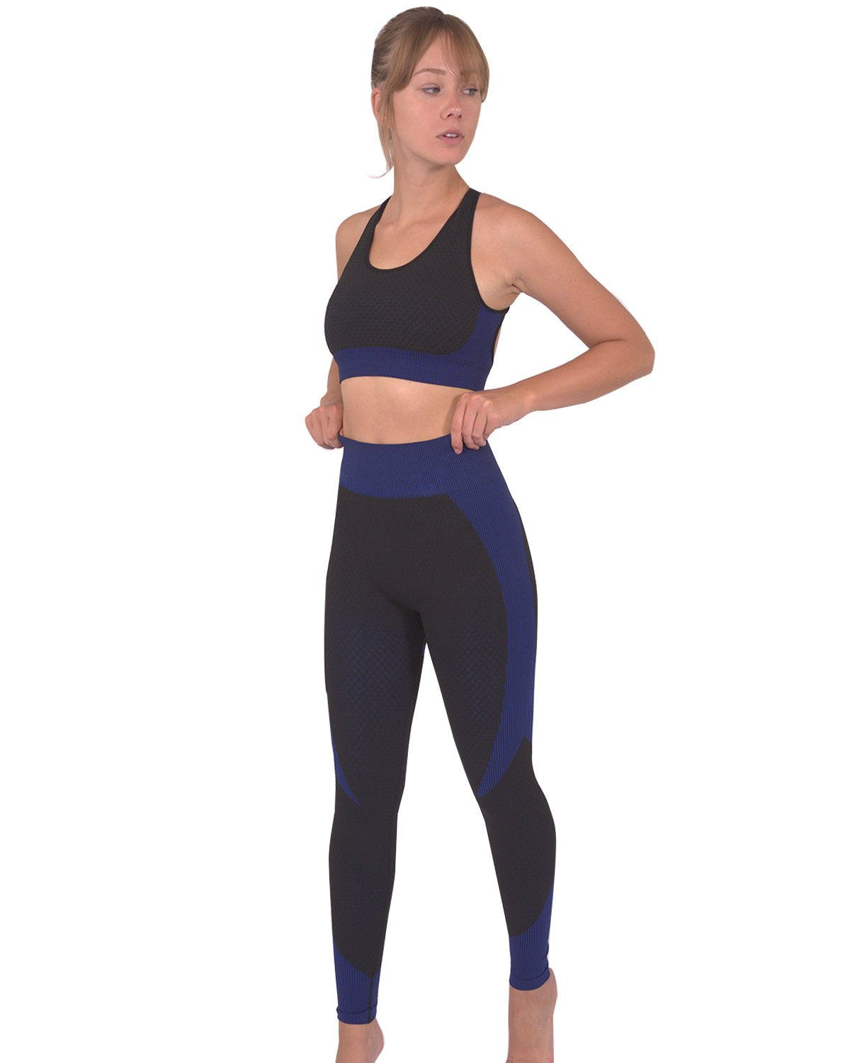 Image of Trois Seamless Legging Black With Navy 1416130502 from Edmene LLC