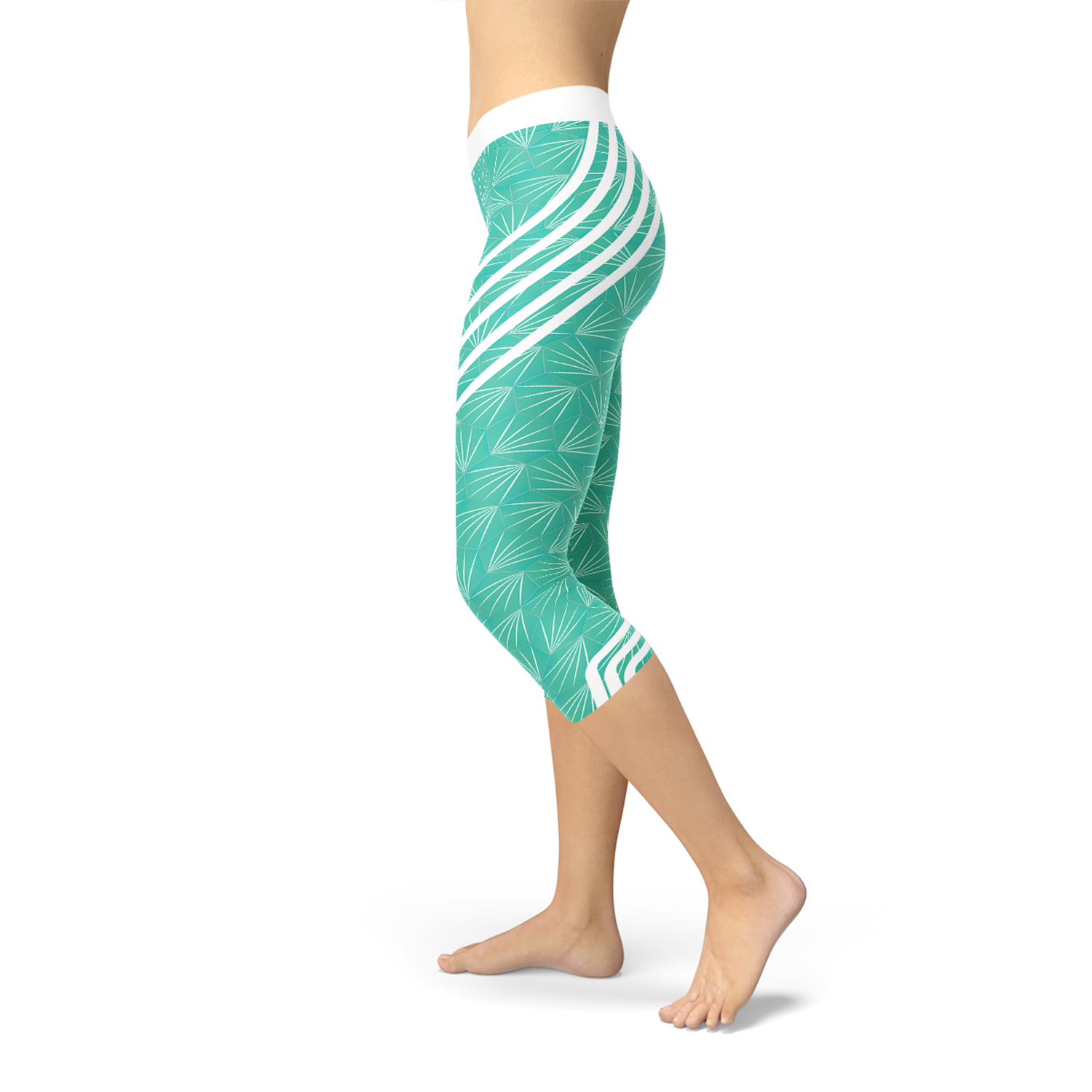 Image of Turquoise Sports Capri Leggings 355121339 from Edmene LLC