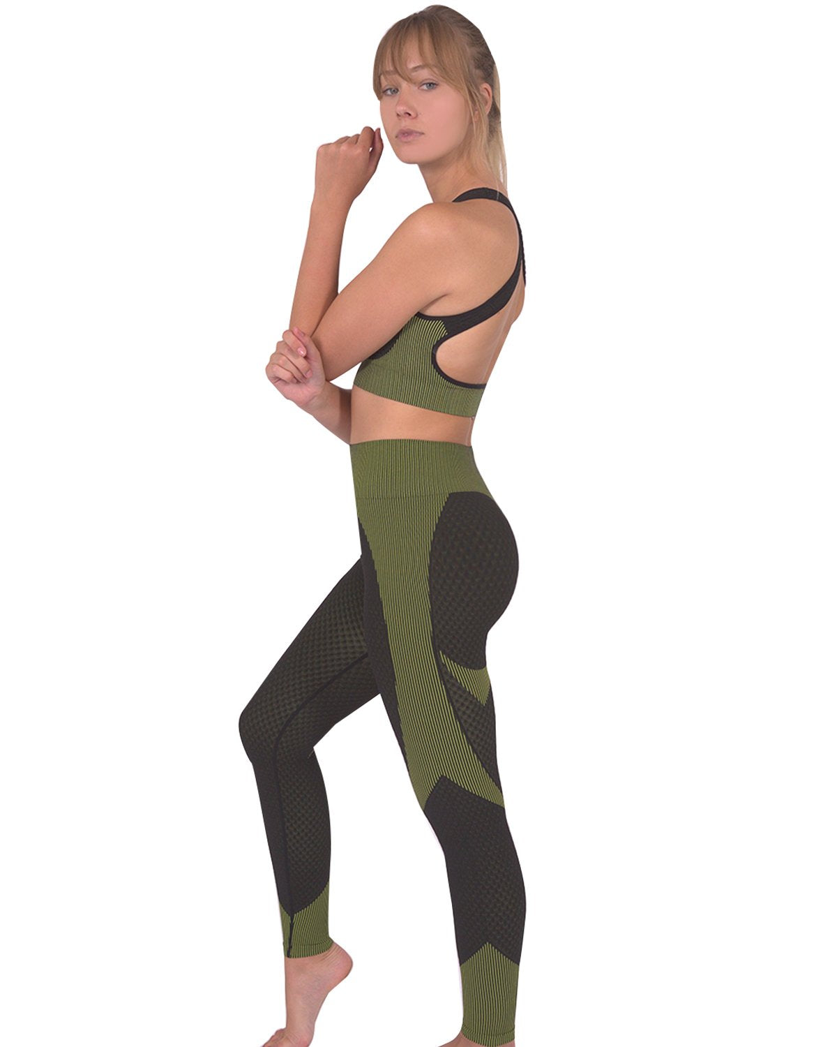 Image of Trois Seamless Sports Bra Black With Green 1359337454 from Edmene LLC