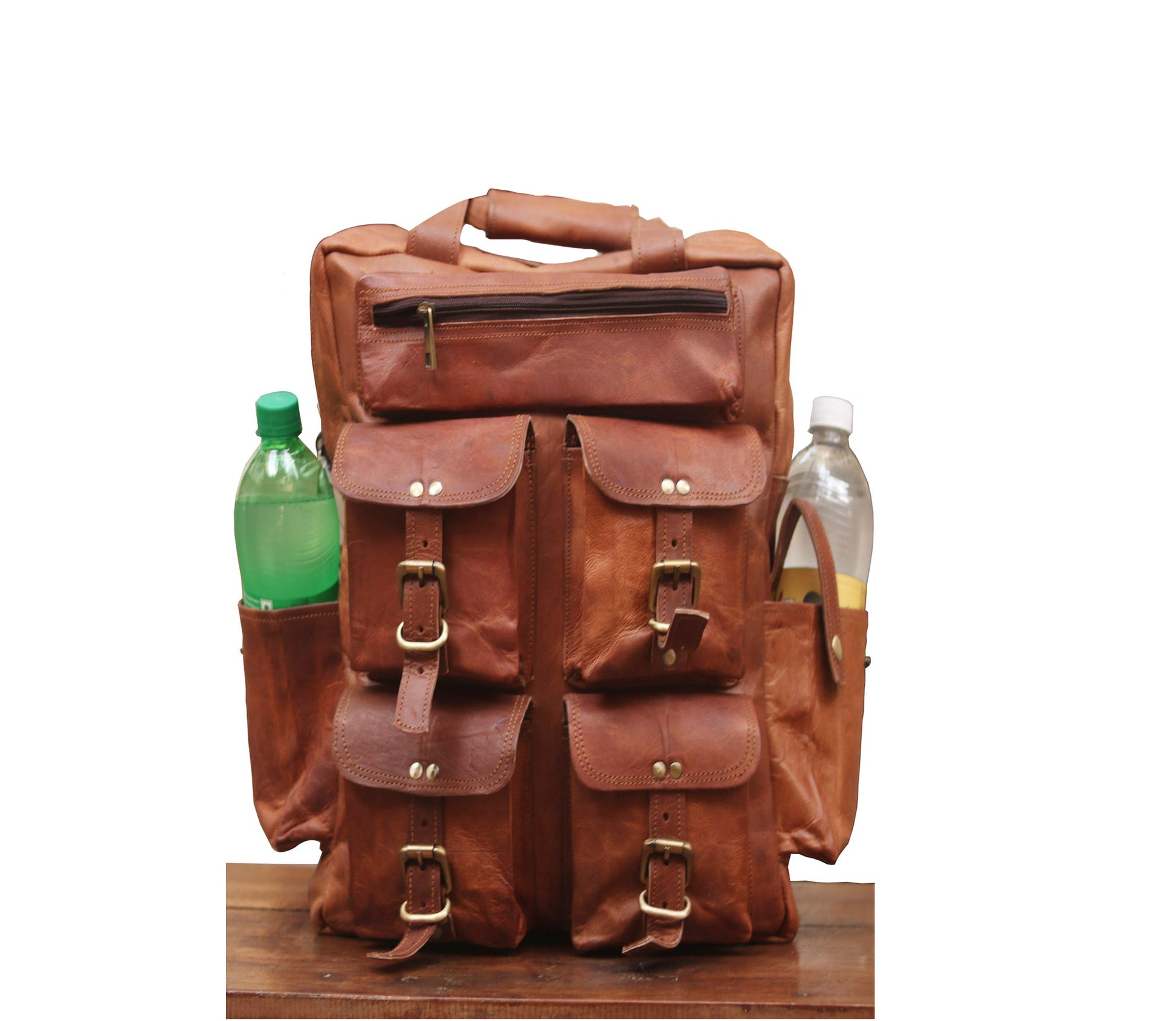 Image of Leather Backpack For Men 15 6 Inch Laptop Bag Multi Pockets Rucksack 557493916 from Edmene LLC