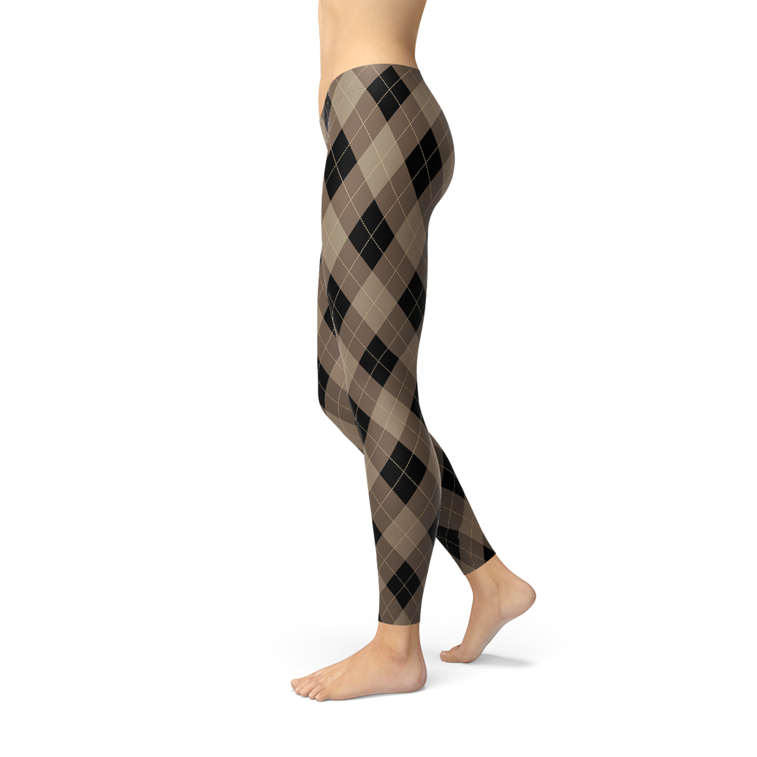 Image of Womens Beige Brown Argyle Leggings 1131792927 from Edmene LLC