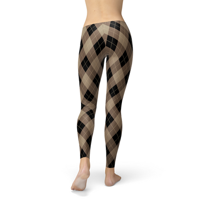 Image of Womens Beige Brown Argyle Leggings 1131792927 from Edmene LLC