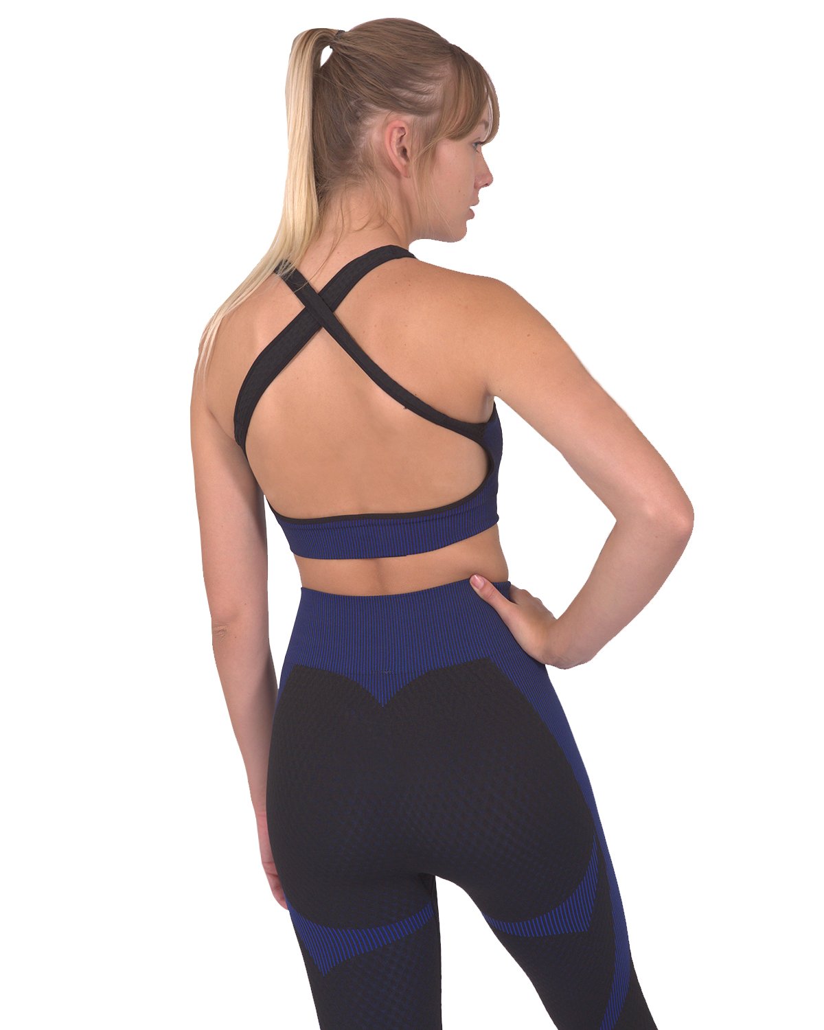 Image of Trois Seamless Sports Bra Black With Navy 1732110257 from Edmene LLC