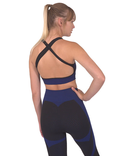 Image of Trois Seamless Sports Bra Black With Navy 1732110257 from Edmene LLC