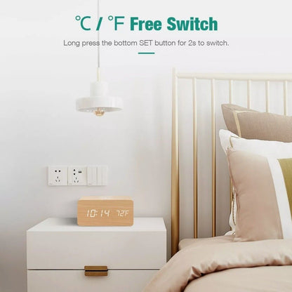 Image of Wooden Digital Alarm Clock With Wireless Phone Charging Pad 1512349312 from Edmene LLC