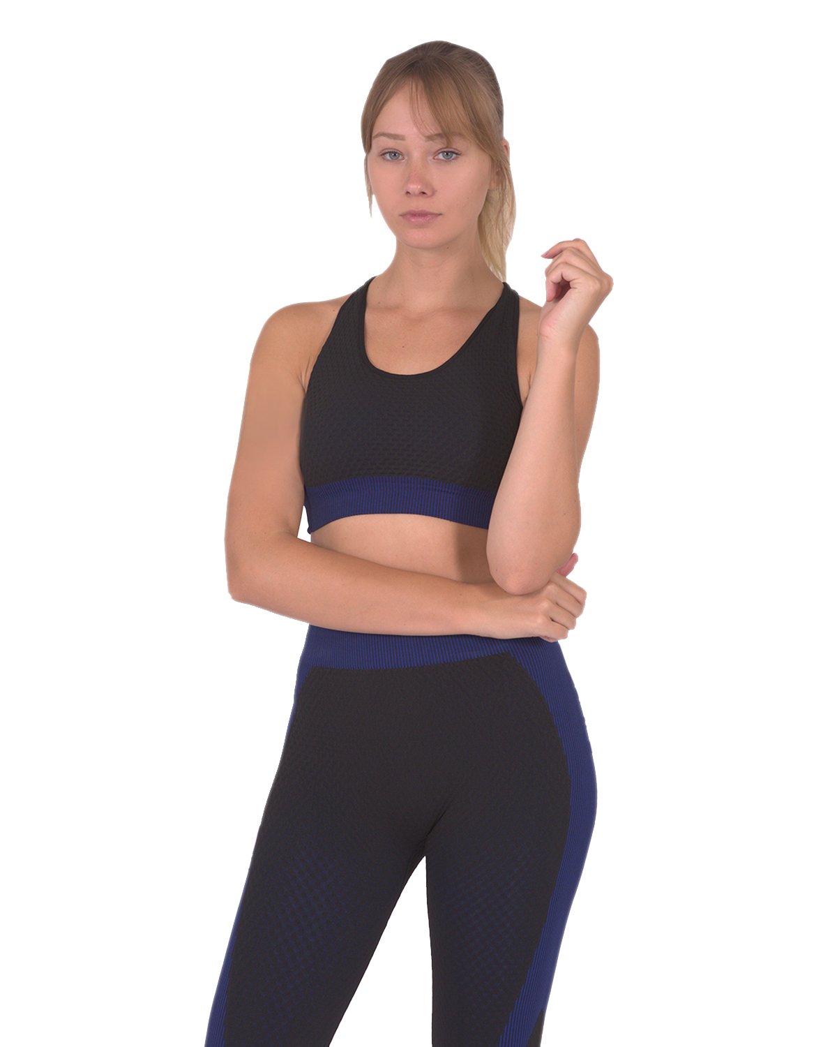 Image of Trois Seamless Sports Bra Black With Navy 1732110257 from Edmene LLC