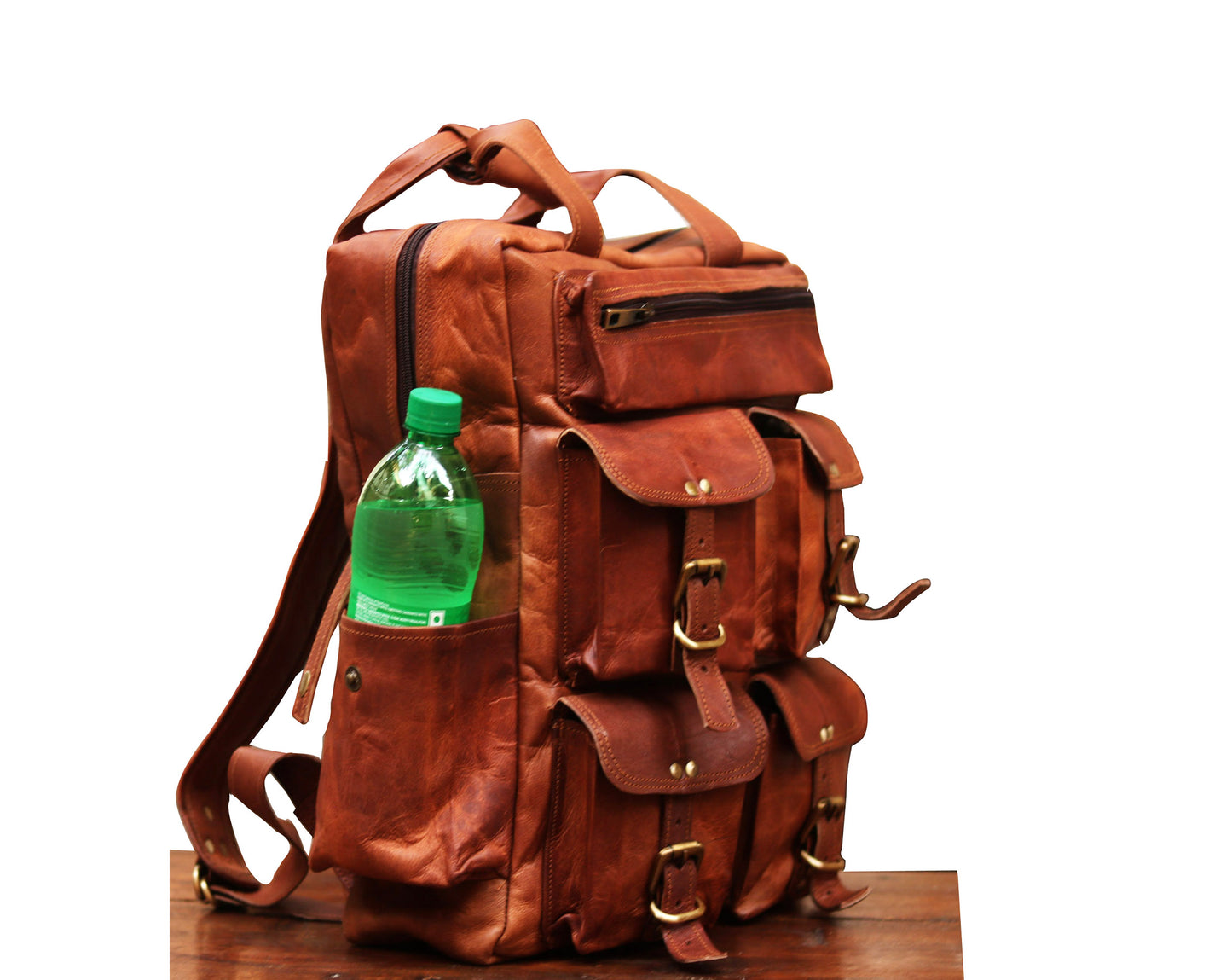 Image of Leather Backpack For Men 15 6 Inch Laptop Bag Multi Pockets Rucksack 557493916 from Edmene LLC