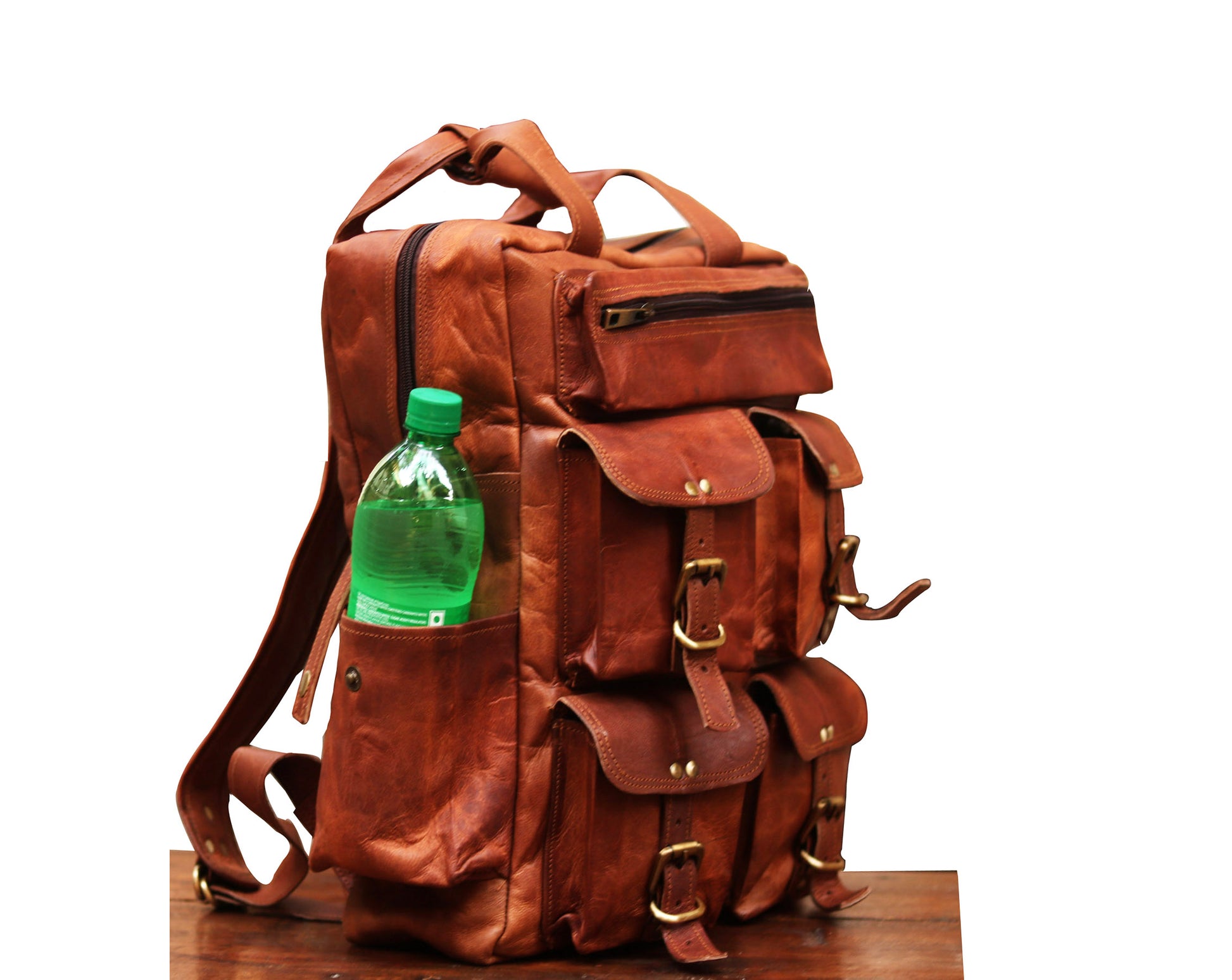 Image of Leather Backpack For Men 15 6 Inch Laptop Bag Multi Pockets Rucksack 557493916 from Edmene LLC