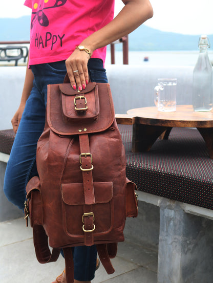 Image of Anuent Handmade Leather Travel Rucksack Backpack 103121104 from Edmene LLC
