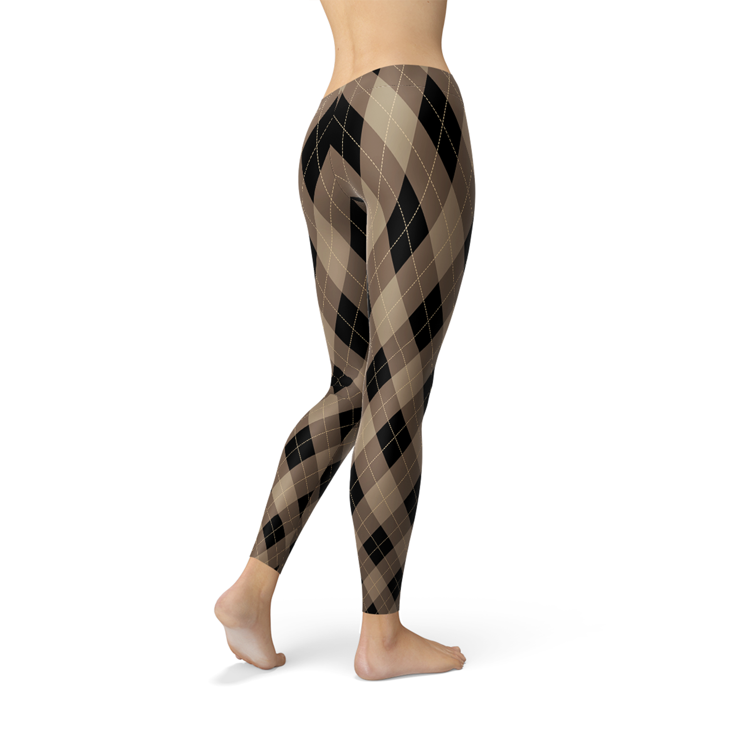 Image of Womens Beige Brown Argyle Leggings 1131792927 from Edmene LLC
