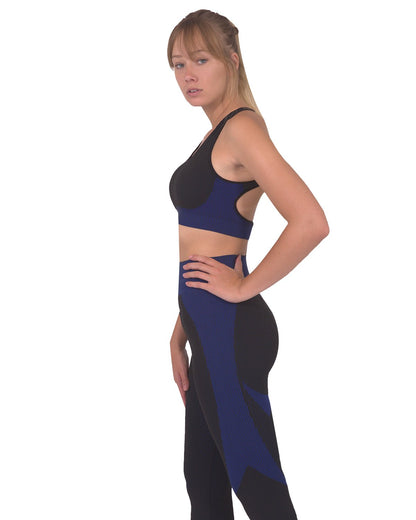 Image of Trois Seamless Sports Bra Black With Navy 1732110257 from Edmene LLC