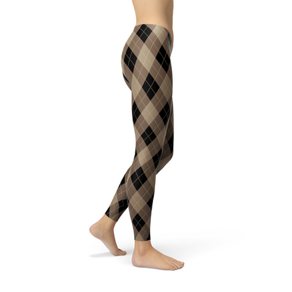 Image of Womens Beige Brown Argyle Leggings 1131792927 from Edmene LLC