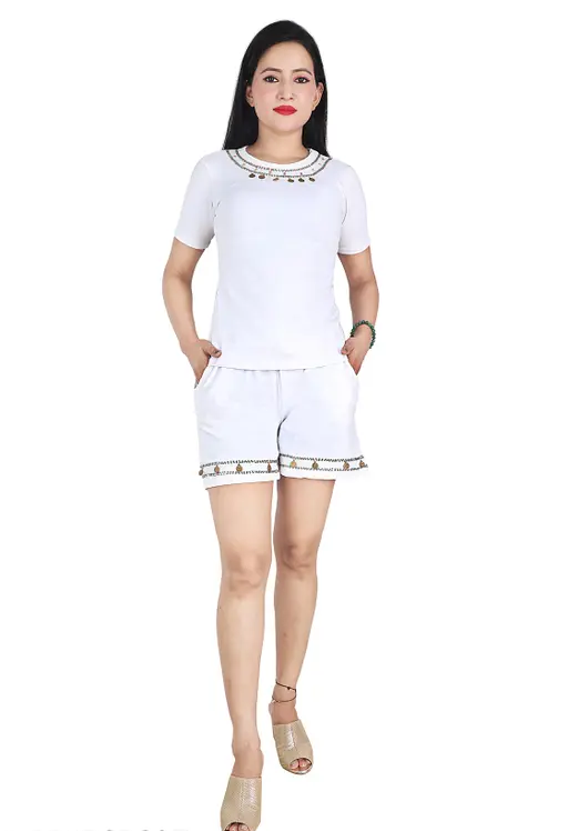 Image of Women White Casual Shorts, Cycling Shorts, from Edmene LLC
