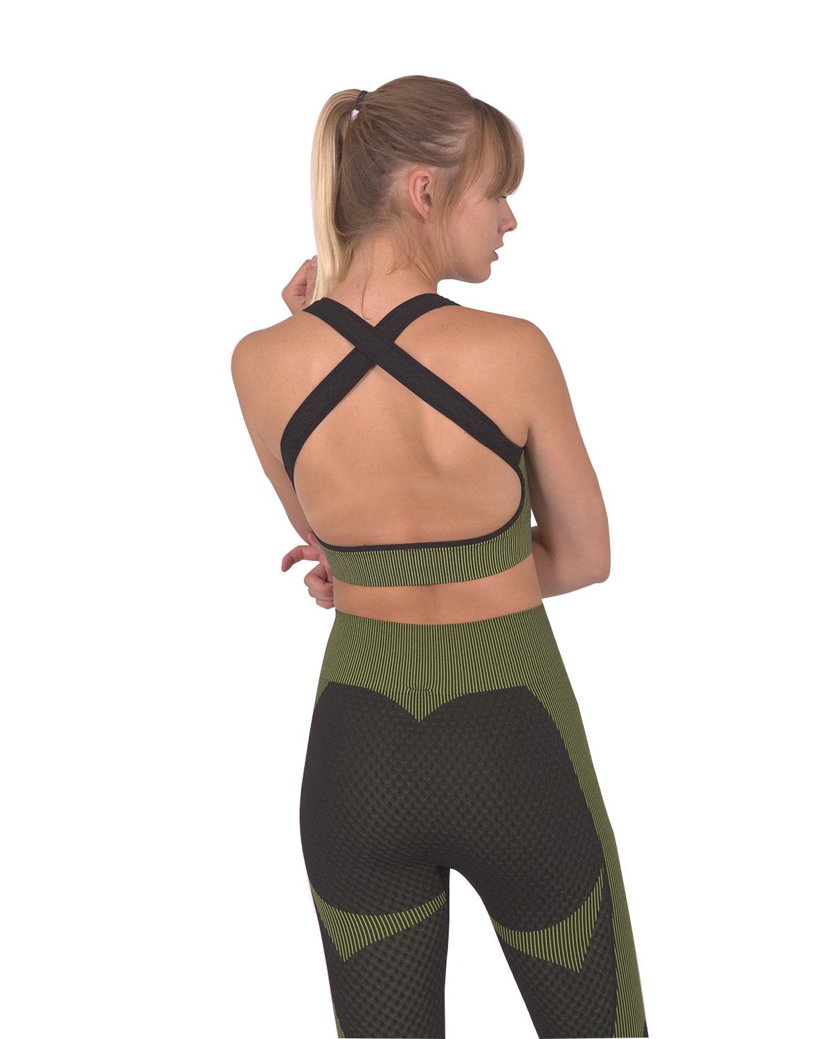 Image of Trois Seamless Sports Bra Black With Green 1359337454 from Edmene LLC