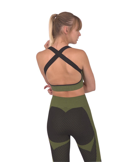 Image of Trois Seamless Sports Bra Black With Green 1359337454 from Edmene LLC