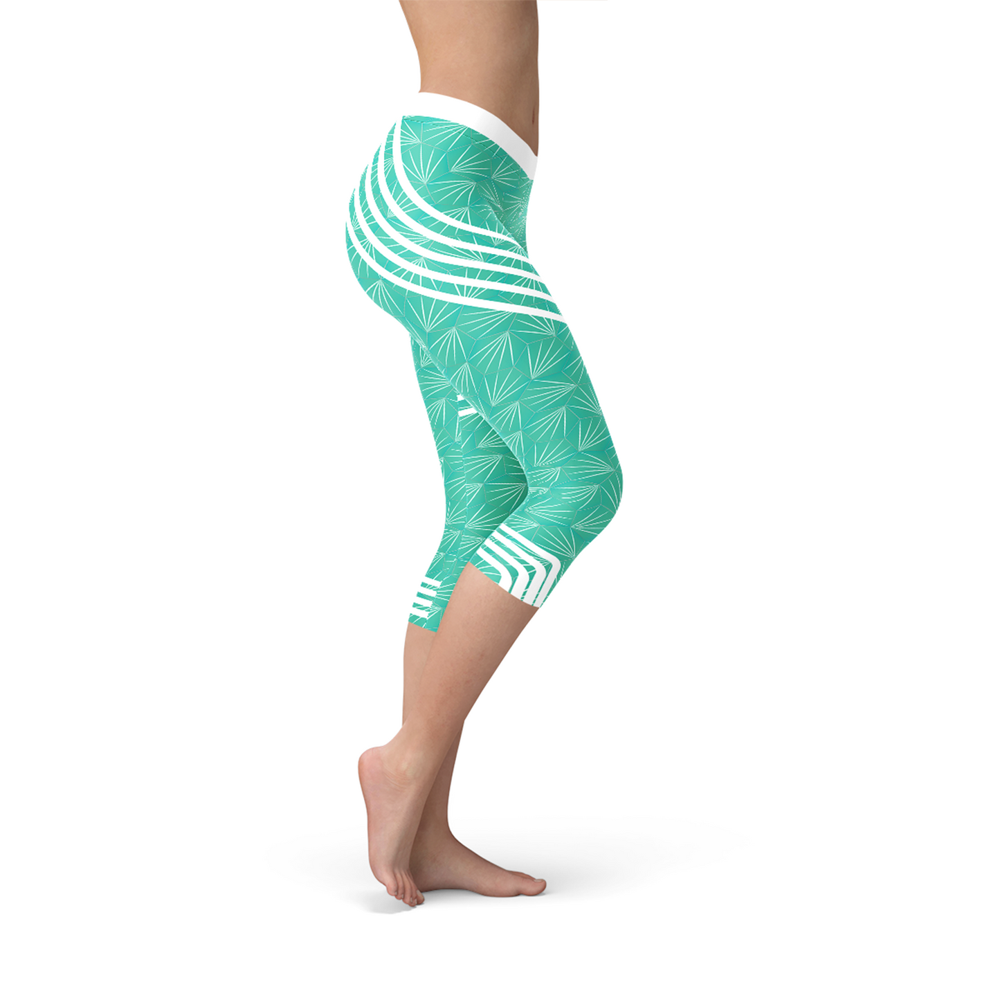 Image of Turquoise Sports Capri Leggings 355121339 from Edmene LLC
