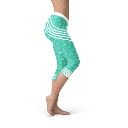Image of Turquoise Sports Capri Leggings 355121339 from Edmene LLC