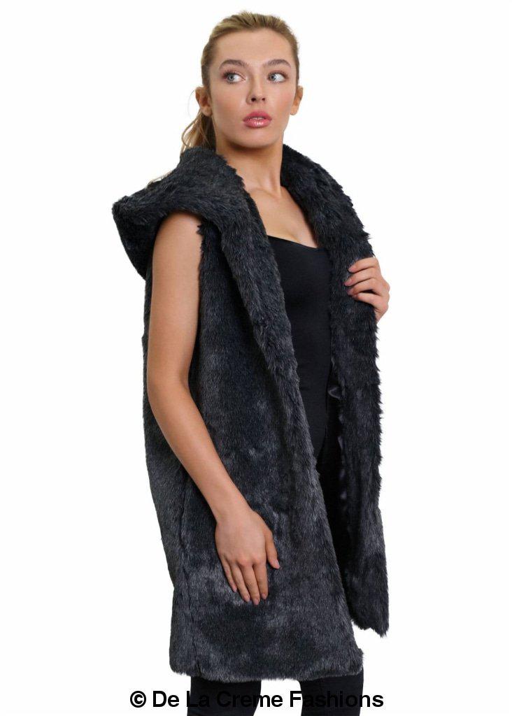 Image of Faux Fur Hooded Gilet 1242281840 from Edmene LLC