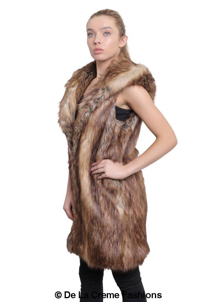 Image of Faux Fur Hooded Gilet 1242281840 from Edmene LLC