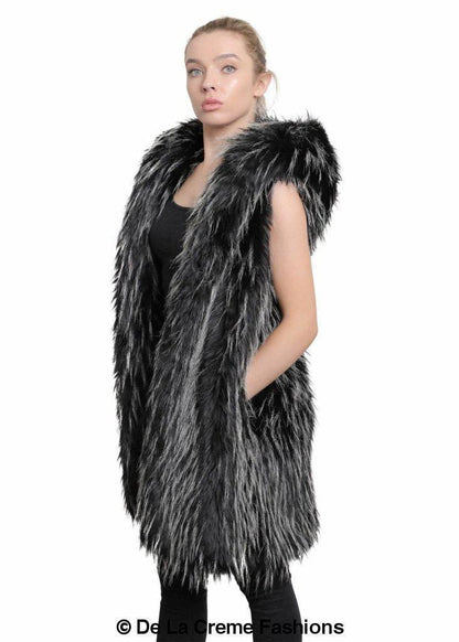 Image of Faux Fur Hooded Gilet 1242281840 from Edmene LLC