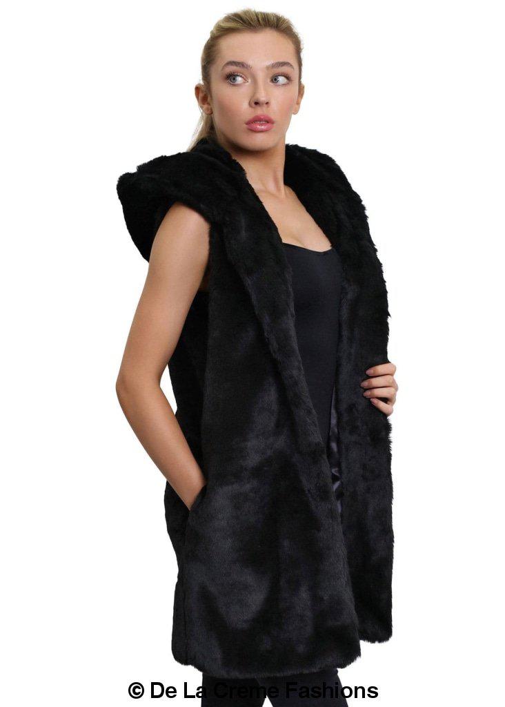 Image of Faux Fur Hooded Gilet 1242281840 from Edmene LLC